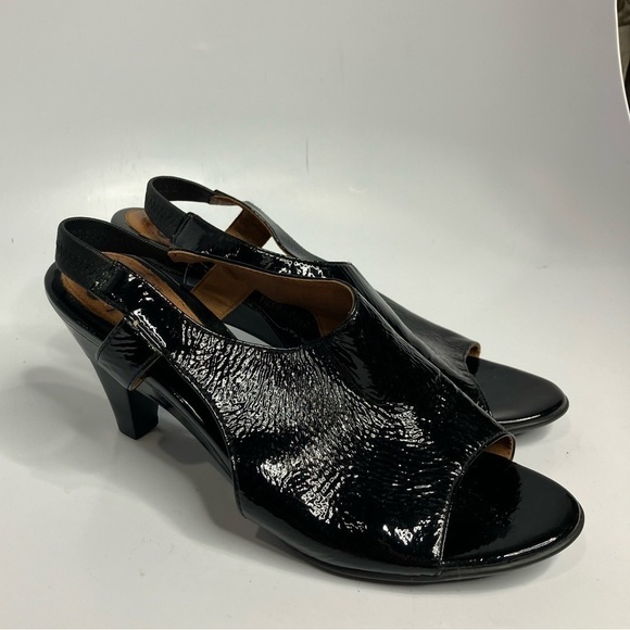 Sofft black patent leather sling back pumps peep toe shoes size 8.5 - Picture 1 of 7